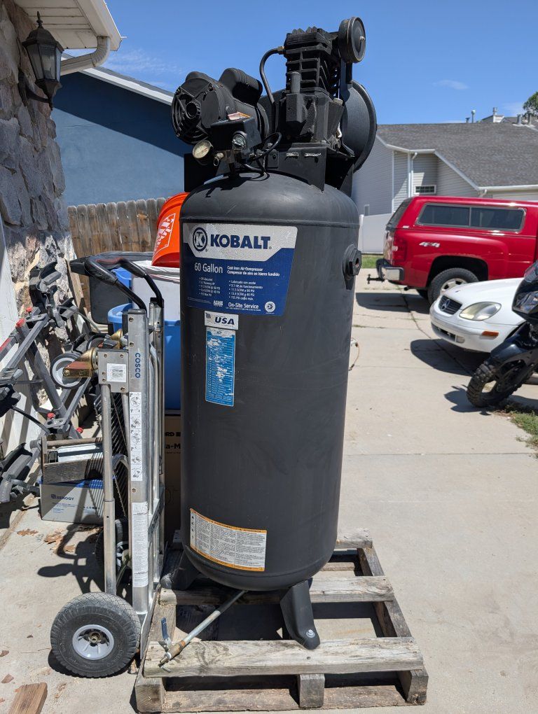 Kobalt 60 Gallon Cast Iron Air Compressor - 3.7 HP, 155 Max PSI, Oil Lubricated