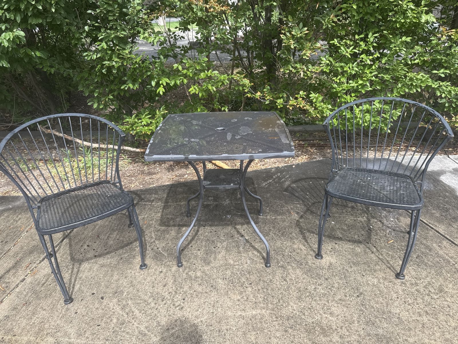 Black Metal Outdoor Patio Table with 2 Chairs - Bistro Set, Weather-Resistant
