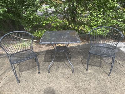 Black Metal Outdoor Patio Table with 2 Chairs - Bistro Set, Weather-Resistant