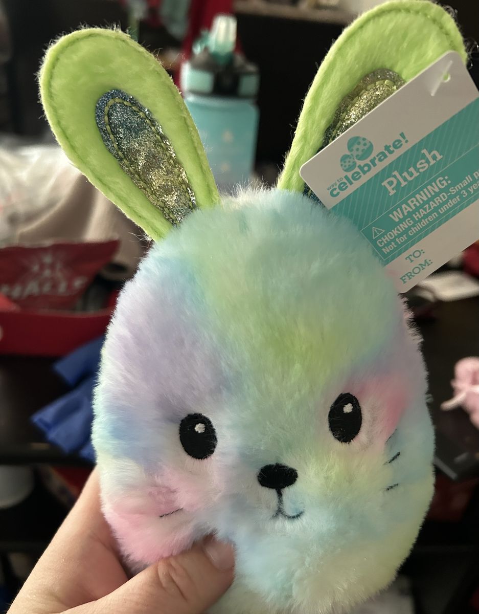 Way to Celebrate! Easter Oval Bunny Plush in a multicolor tie-dye pattern