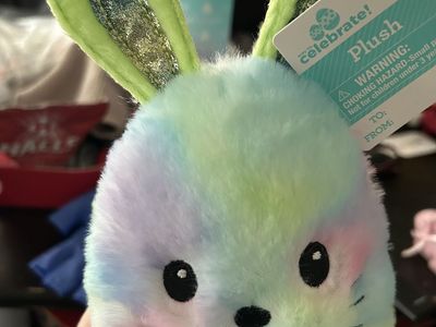 Way to Celebrate! Easter Oval Bunny Plush in a multicolor tie-dye pattern