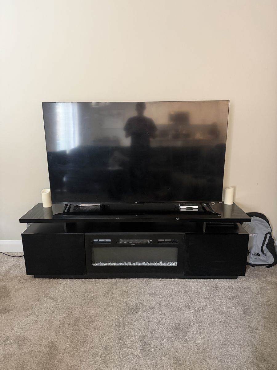 Black TV Stand with Electric Fireplace