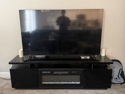 Black TV Stand with Fireplace