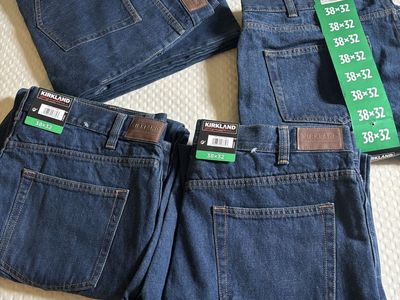Kirkland Signature Men's Blue Jeans 38x32 - 4 Pair Lot Brand New with Tags