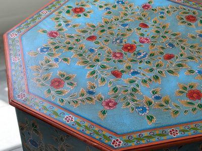 Beautiful wooden hand painted coffee table, ethnic motif coffee table