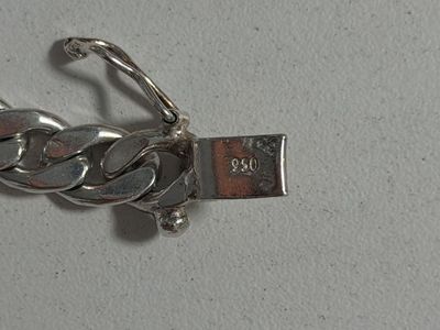 950 Sterling Silver Cuban Link Bracelet 7mm 33.7g 22cm / 8.7in