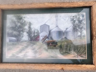 Vintage 1993 Framed Farm Landscape Pastel Art Signed Ferguson