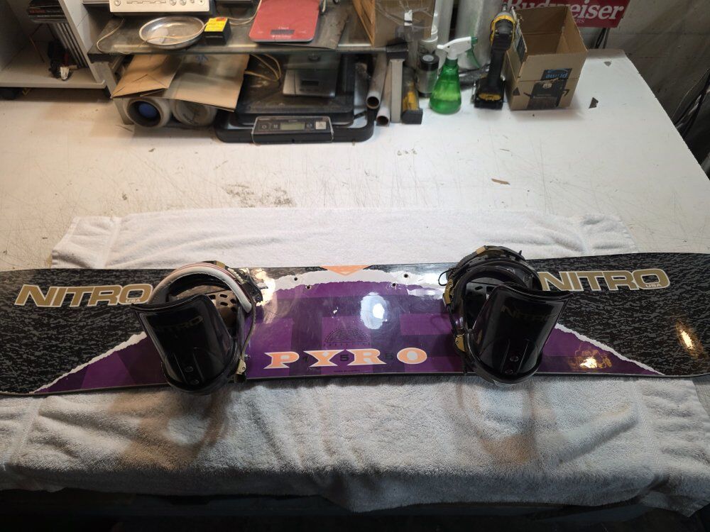 Vintage Nitro Pyro 155 Snowboard W/ Bindings