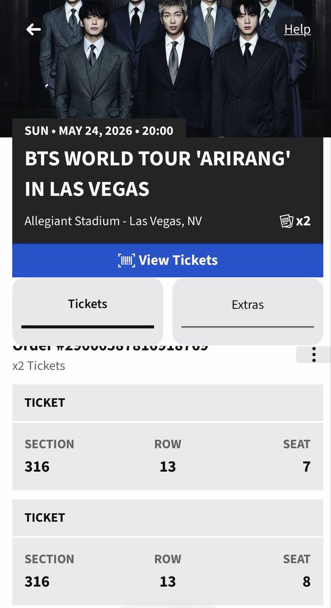 BTS tickets Vegas 05/24