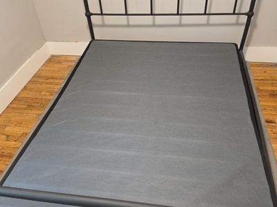 Black Metal Queen Size Bed Frame with Arched Headboard
