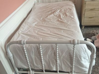 2 White Metal Spool Bed Frame - Twin Size, Cottage Style, Vintage Look