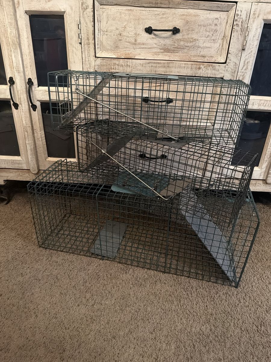 Set of 3 Live Animal Cages / Humane Traps - Wire Mesh