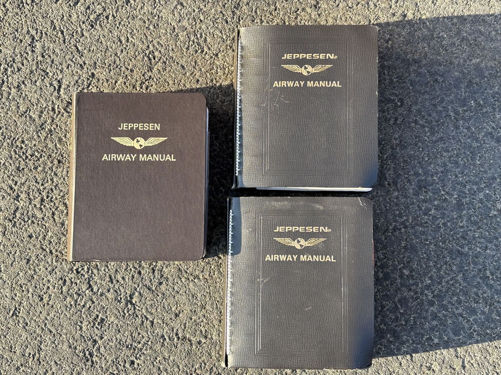 Book Vintage leather bound Jeppesen airway manuals great vintage decoration for a pilot. Decoration aviation flying flight books