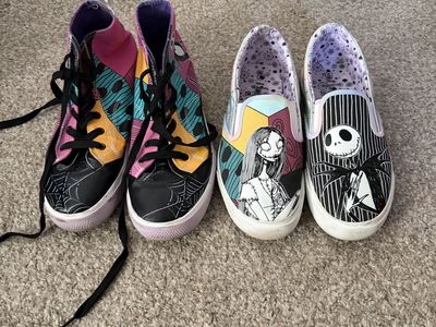 The Nightmare Before Christmas Jack & Sally Shoes Set (Size 8) and one of them is a size 9 1/2