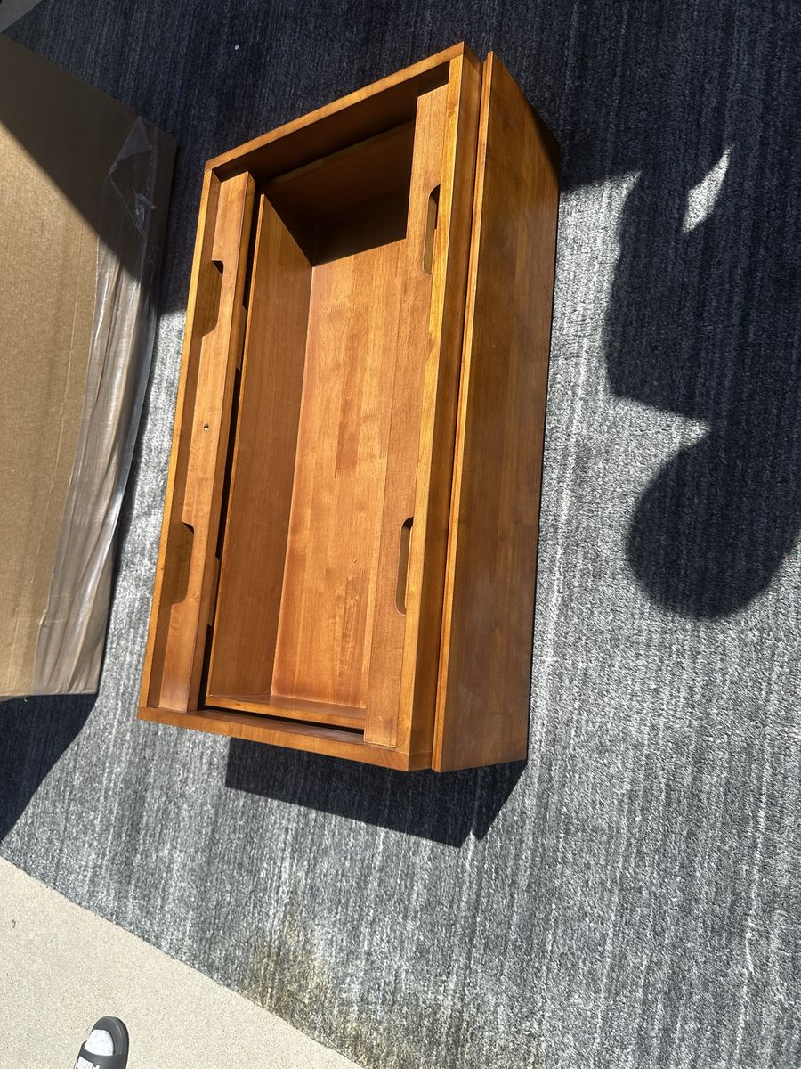 Wooden Under-Bed Storage Drawer on Casters - 32.5" L x 24" W x 10" H, Natural Wood Finish