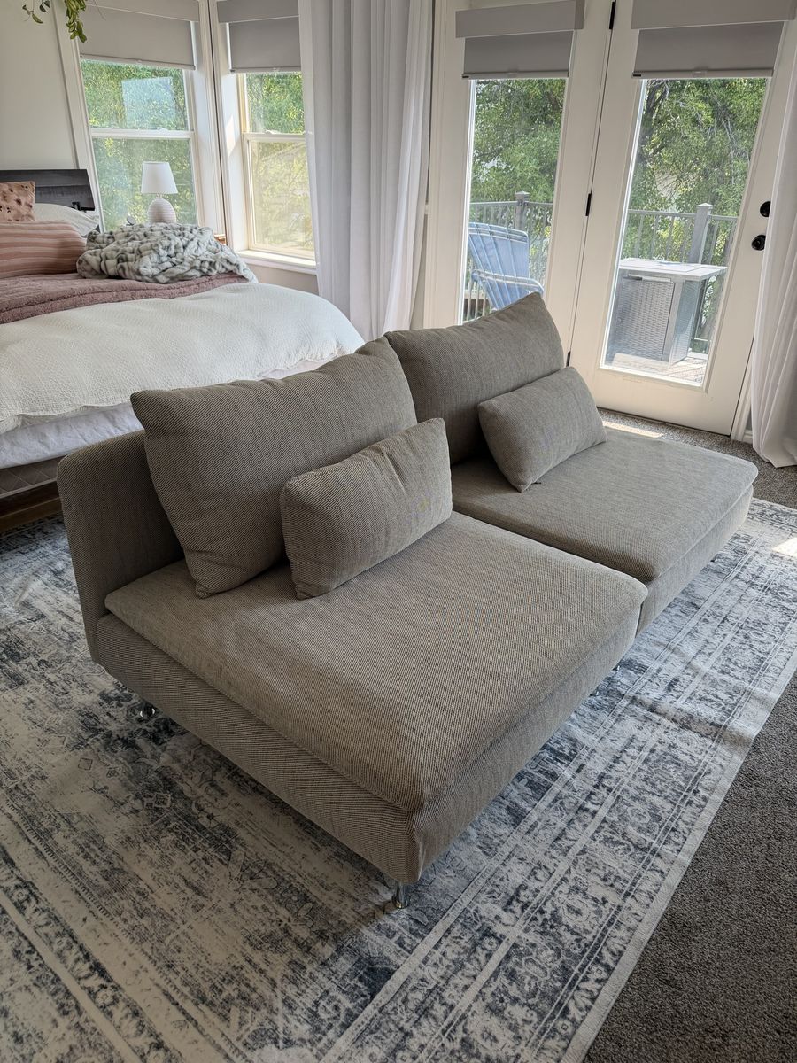 IKEA Soderhamn 2-Seat Modular Loveseat Sofa - Beige/Gray Fabric
