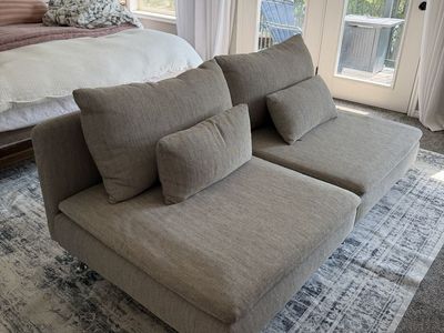 IKEA Soderhamn 2-Seat Modular Loveseat Sofa - Beige/Gray Fabric