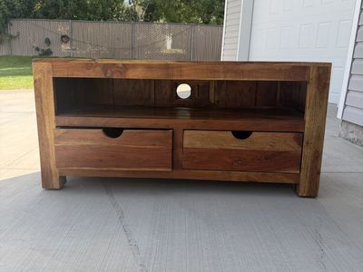 Solid Wood Media Console / TV Stand 2 Drawers 4' wide