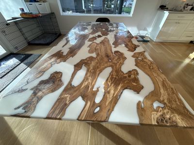 Walnut / White Epoxy custom table (New)