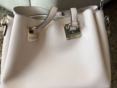 Andrew Marc New York Pink Faux Leather Top Handle Satchel Shoulder Bag with Gold Hardware