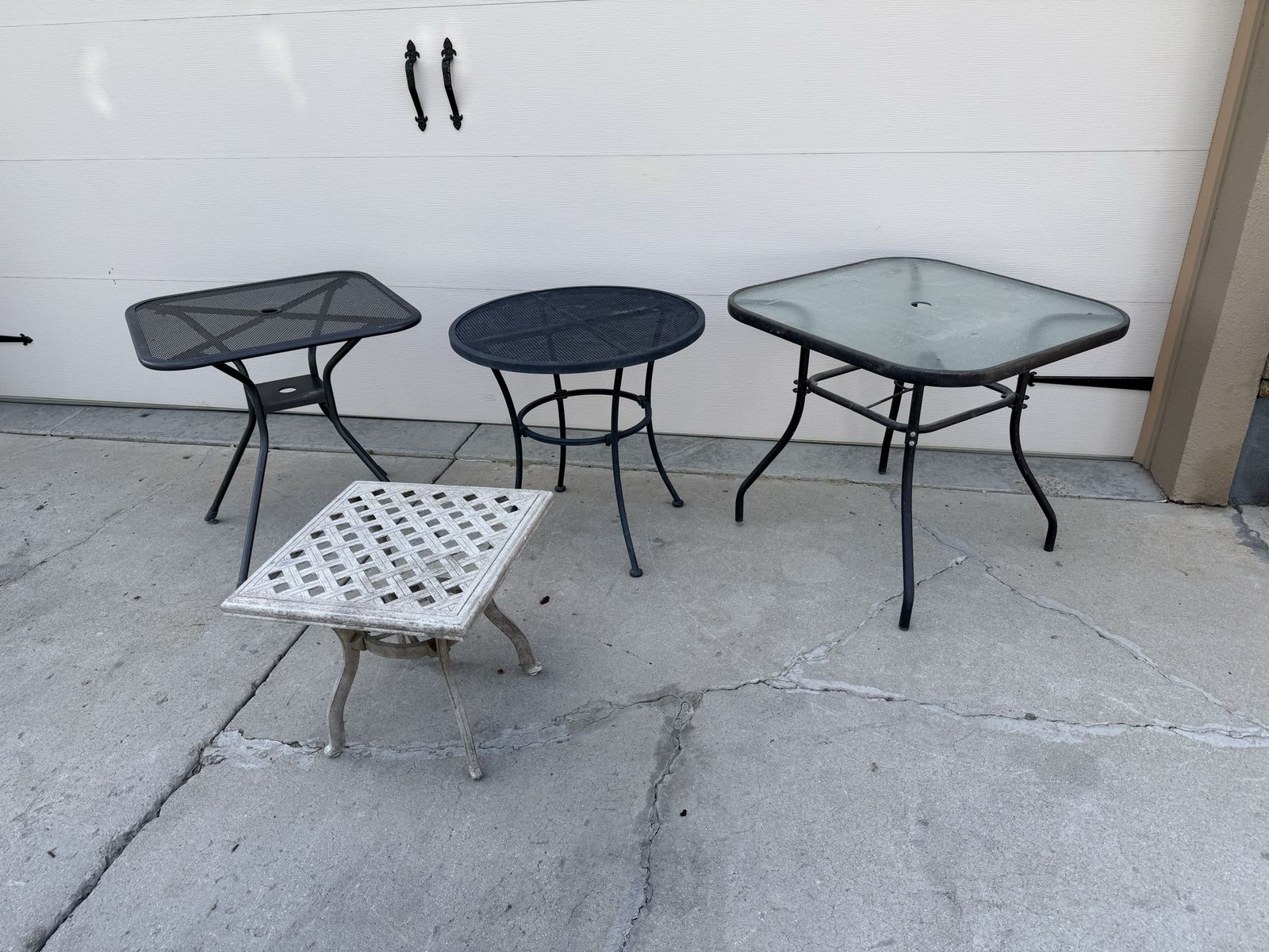 Lots of all metal black patio tables we used for a wedding $60 each.