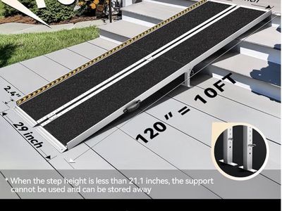FACHNUO Brand New 10FT Heavy Duty Aluminum Folding Step Ramp 800 lb