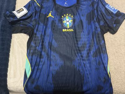 Jordan CBF Brasil Blue & Black Aero-Fit World Cup Soccer Jersey - Size Large