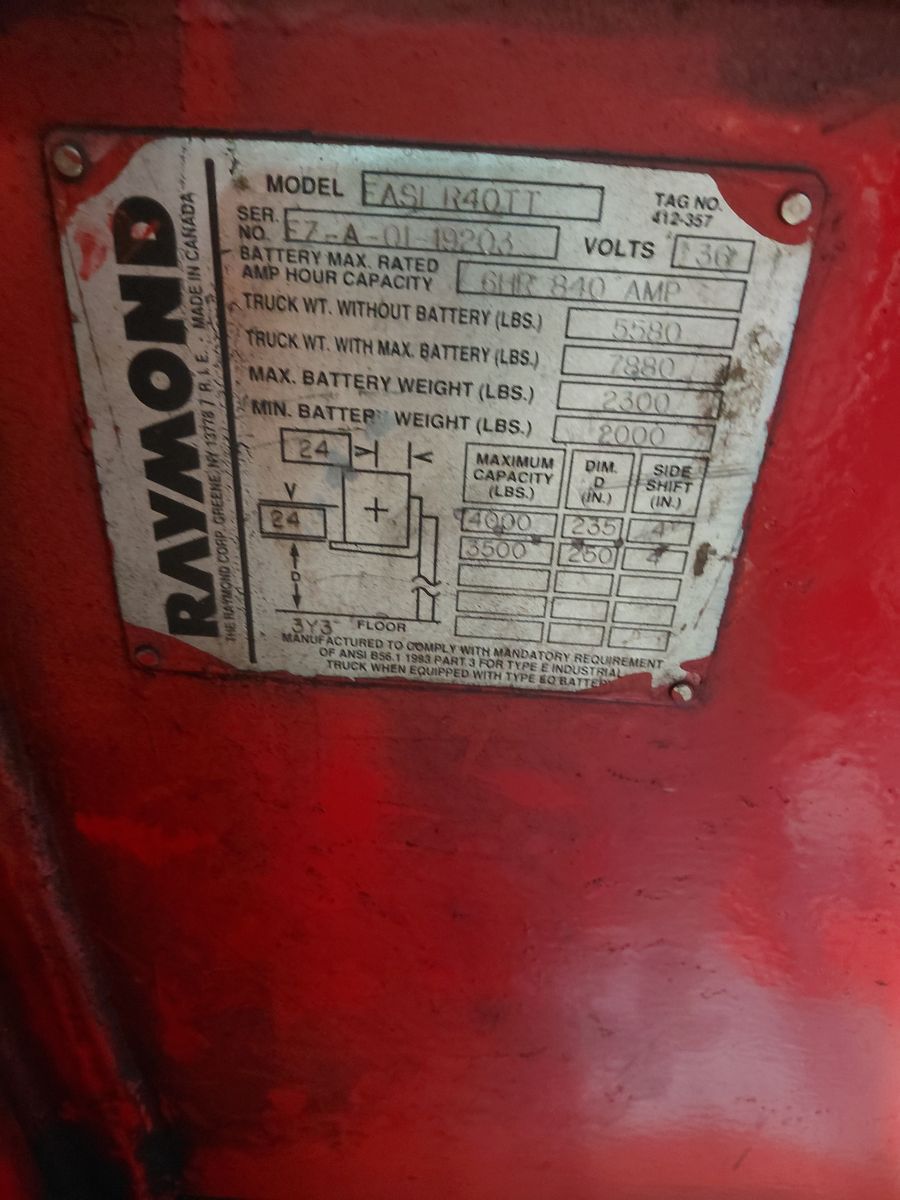 Raymond stand up electric forklift