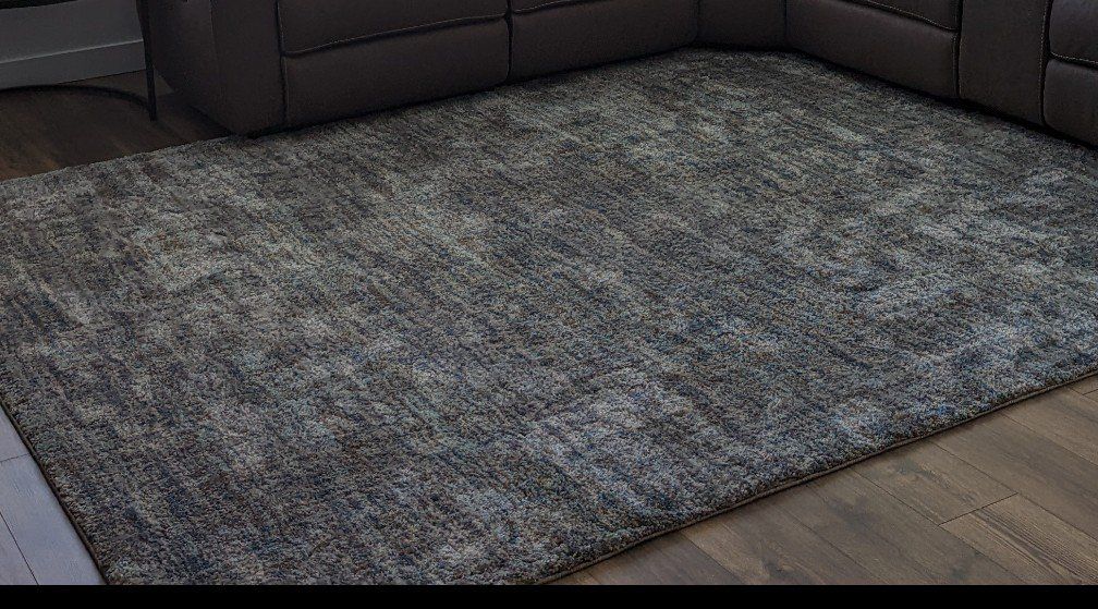 Textured Grey & Blue Area Rug - 8x10