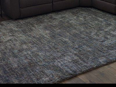 Textured Grey & Blue Area Rug - 8x10