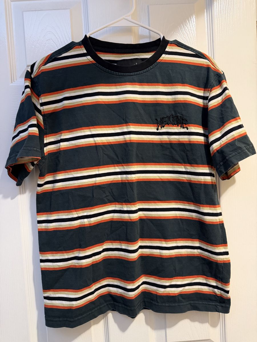 Welcome Skateboards Striped Short Sleeve T-Shirt - Men's M