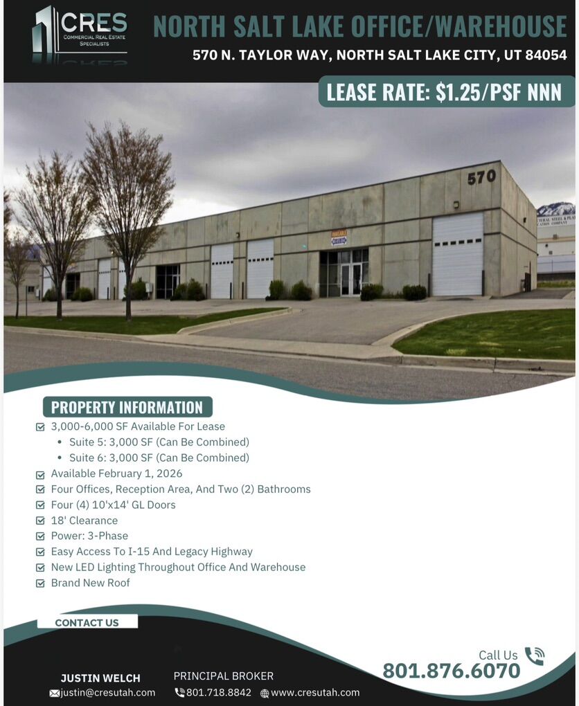 NORTH SALT LAKE OFFICE/WAREHOUSE For Lease