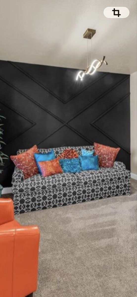 Black and White Geometric Pattern Fabric Sofa Couch
