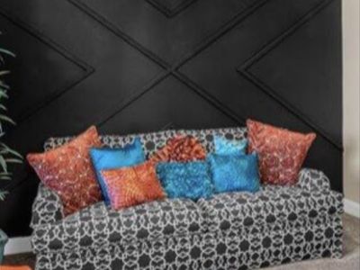 Black and White Geometric Pattern Fabric Sofa Couch