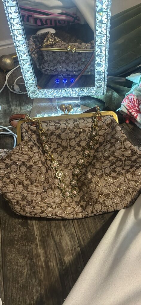 Coach crystal jacquard kisslock