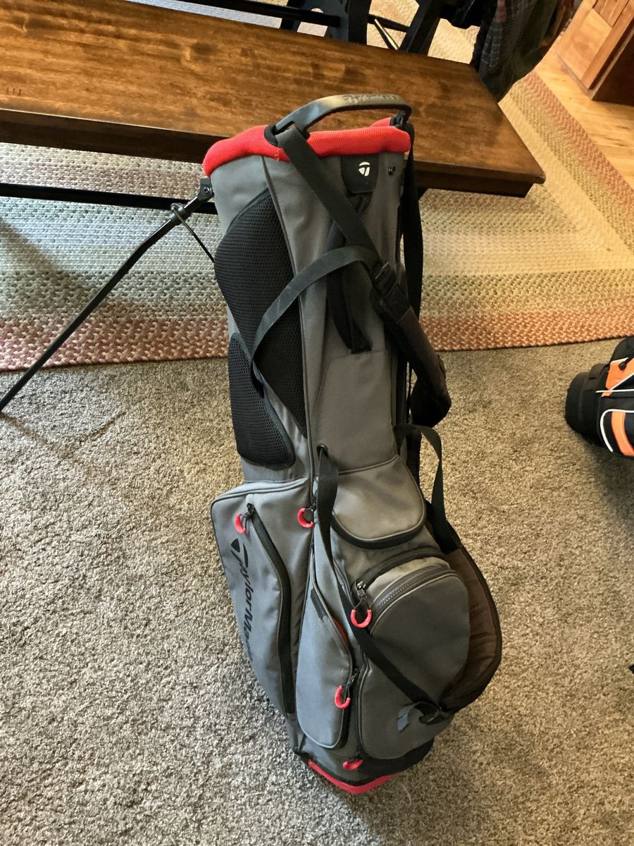 TaylorMade Stand 8.0 Golf Bag Gray/Red - Lightweight with Multiple Pockets