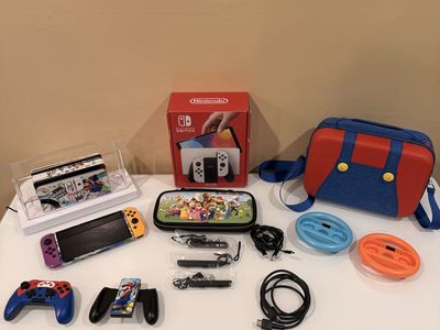 Nintendo Switch OLED Model Super Mario Special Edition Console Bundle - White Joy-Console