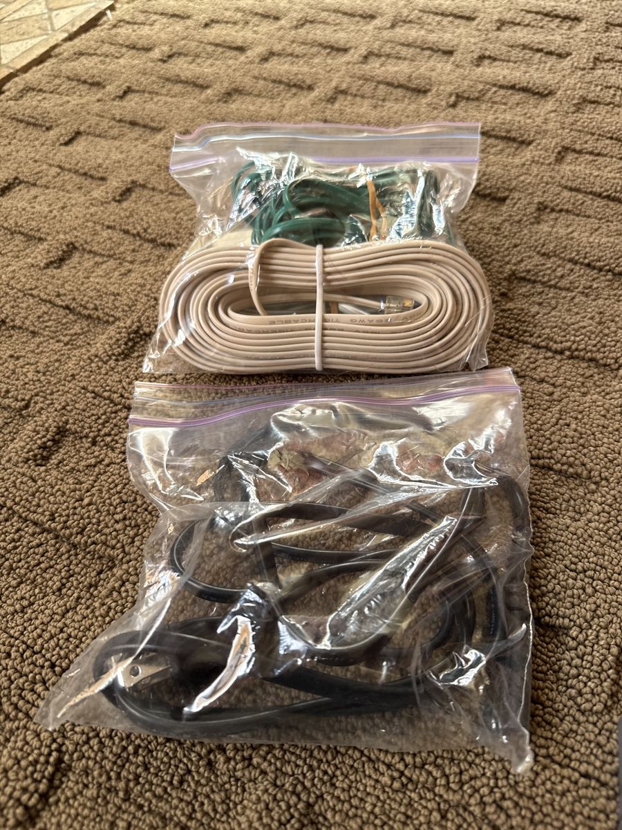Assorted Computer & Phone Cables - Power Cords, Ethernet, and Phone Lines