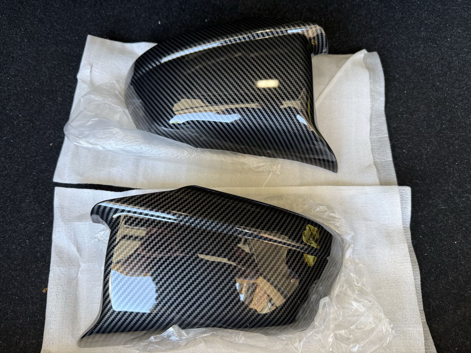 New carbon fiber look mirror caps BMW