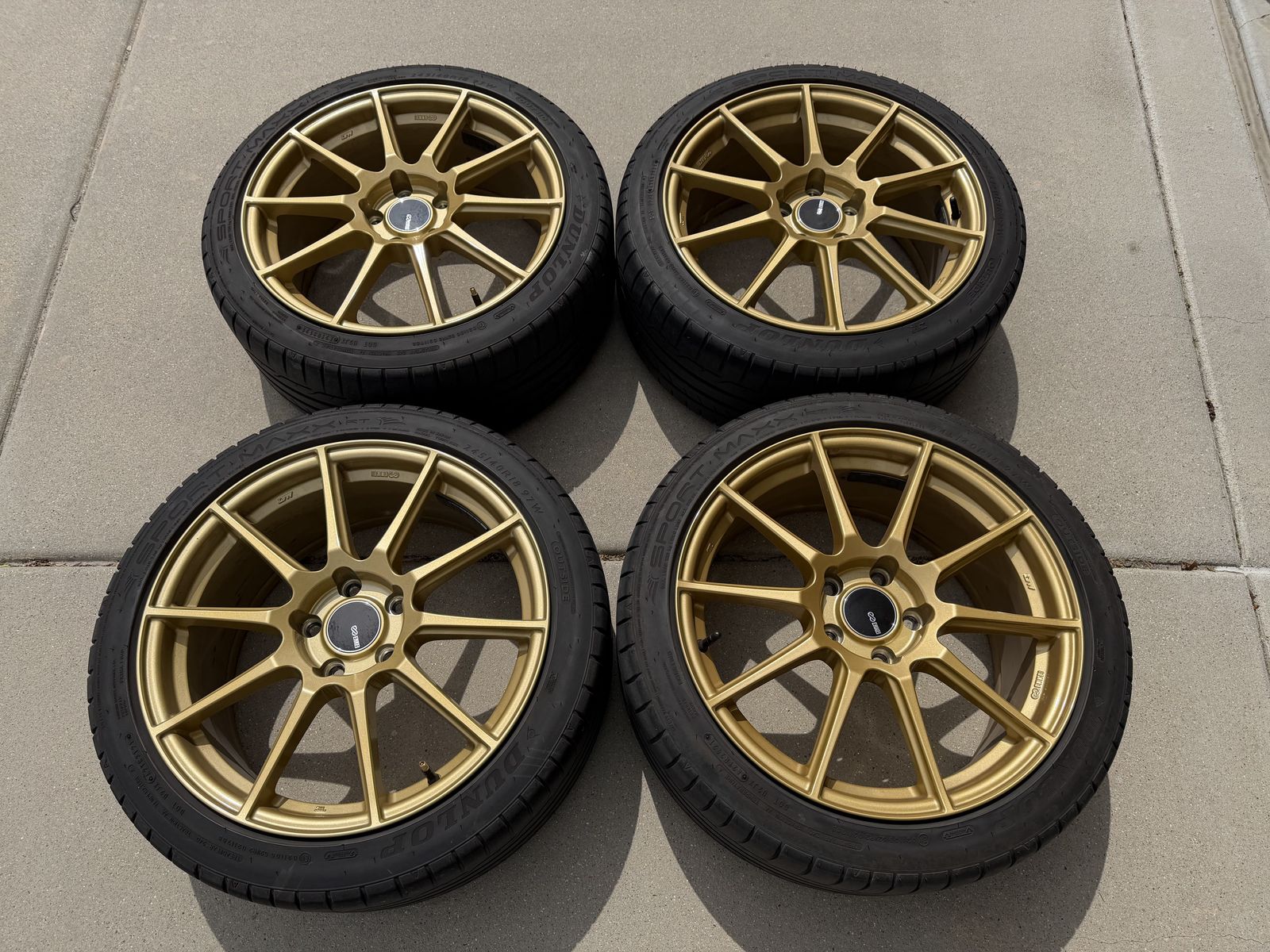 18" Enkei TS-10 Gold Wheels (5x114.3) w/ Dunlop Sport Maxx Tires