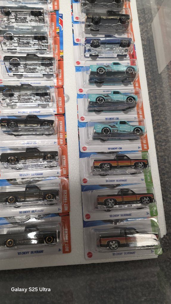 Hot Wheels '83 Chevy Silverado & '87 Chevy C10 Diecast Trucks - New, Unopened Condition