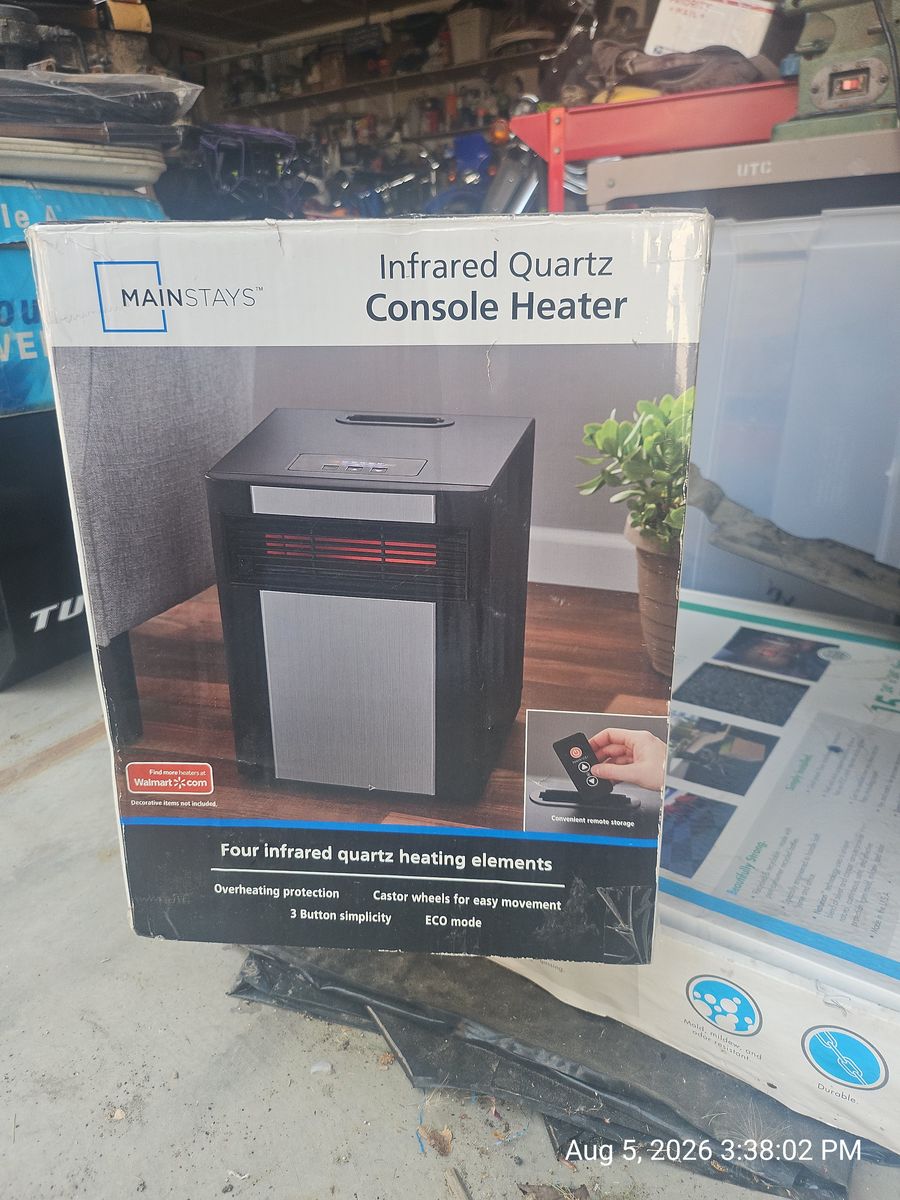 Mainstays Infrared Quartz Console Heater with Remote & Caster Wheels