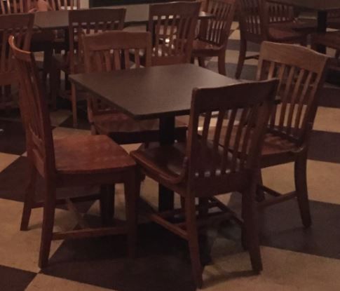 Solid Oak Chairs and single post tables