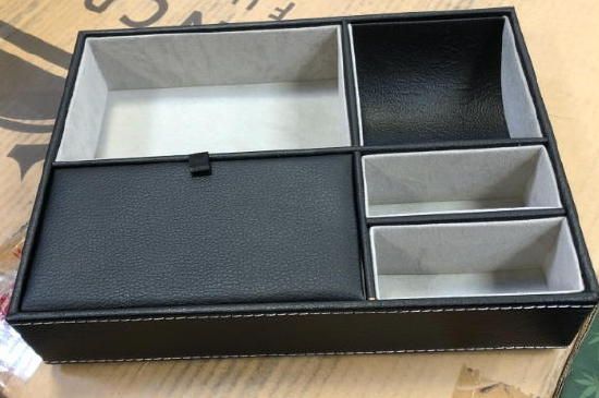 New FAUX LEATHER JEWELRY BOX SIZE 7X10 for rings, glasses, watches, jewelry Etc.