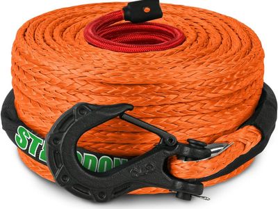NEW 3/8" x 60ft Synthetic Winch Rope 19,854lbs Dyneema Winch Cable Line with Hook and Sleeve