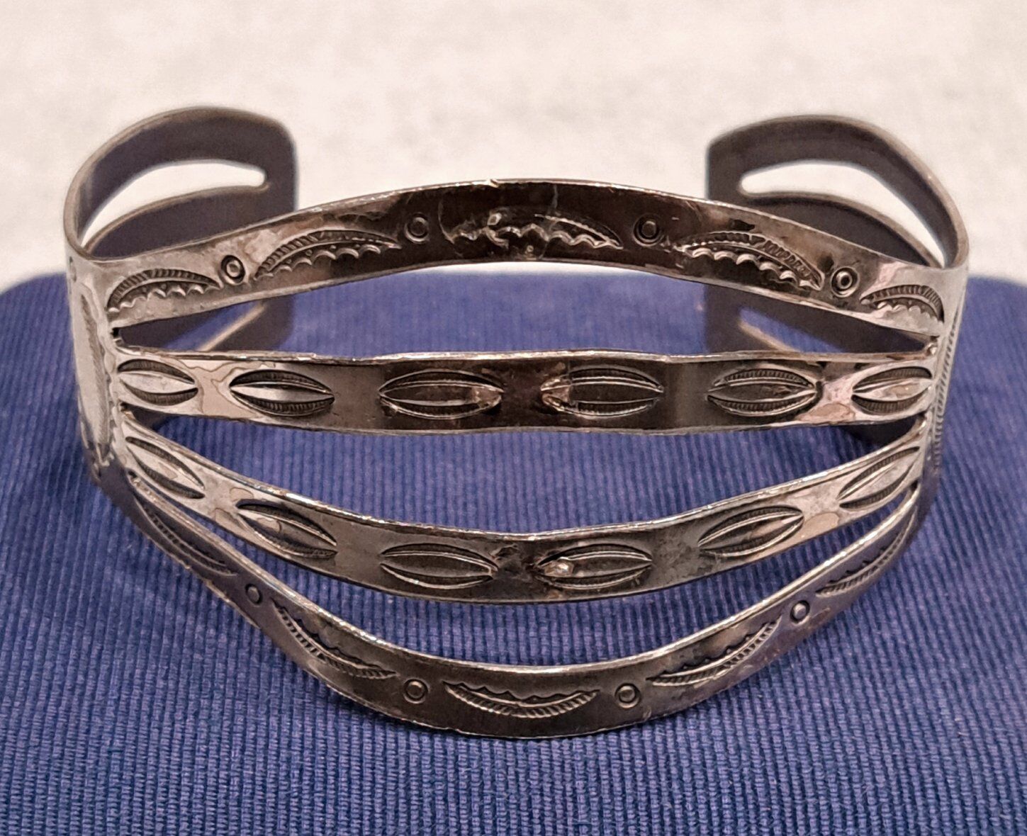 Native American Silver Cuff Stamped Bell Trading