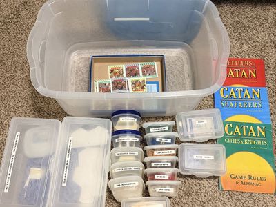 Catan Board Game Bundle: Seafarers, Cities & Knights, Settlers + Storage