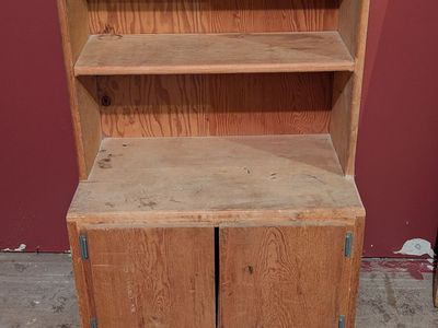 Vintage Solid Wood Step-Back Hutch / Kids Bookshelf & Toy Cabinet