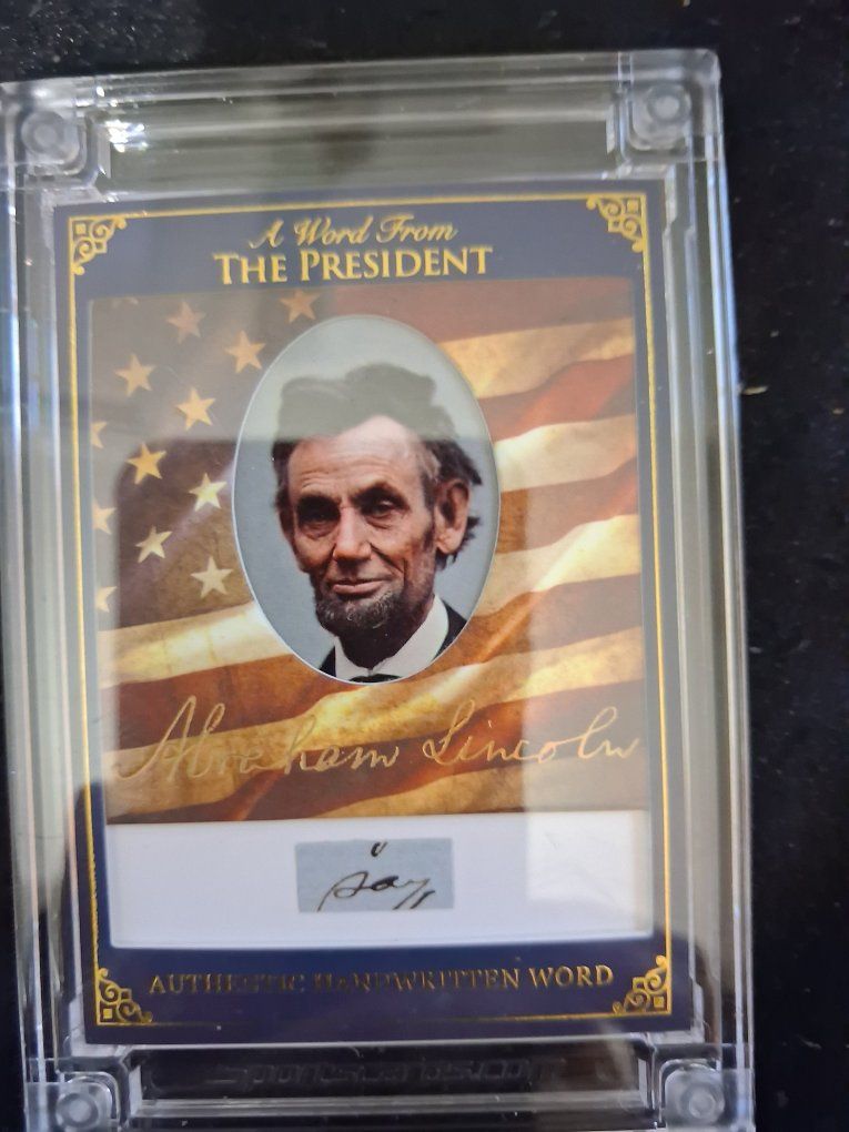A Word From POTUS 2025 Abraham Lincoln Authentic Handwritten Word Card.