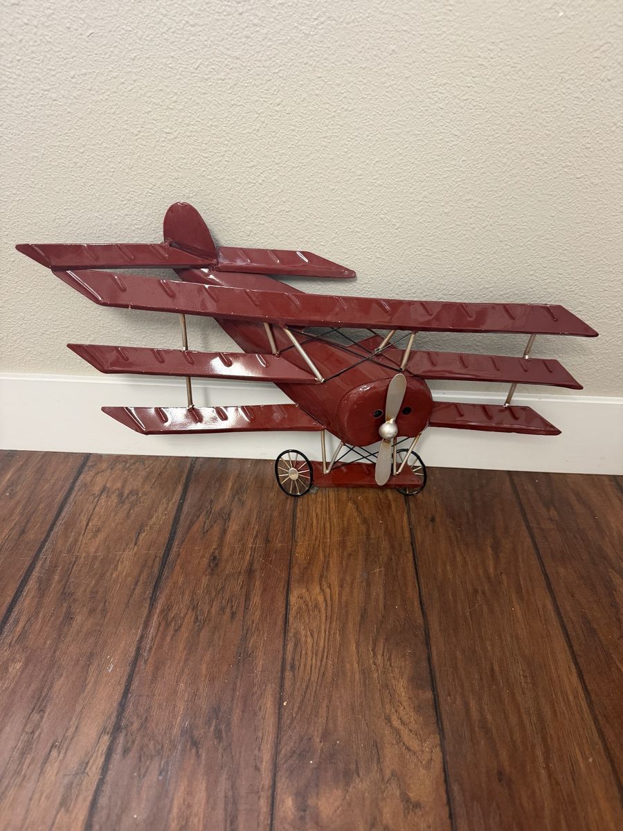 Red metal triplane decor